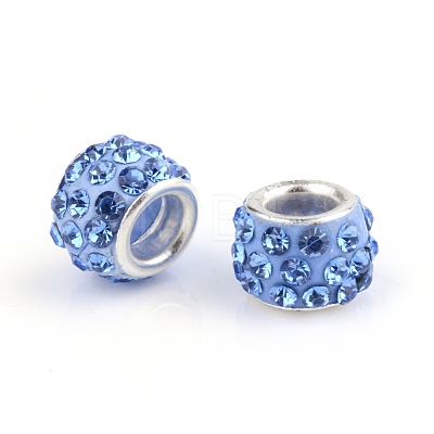 Polymer Clay Rhinestone European Beads CPDL-S007-09-1