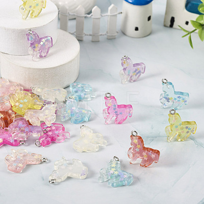 28Pcs 7 Colors Transparent Resin Pendants RESI-TA0002-20-1