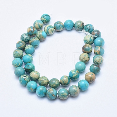 Natural Aqua Terra Jasper Beads Strands G-E444-14A-10mm-1