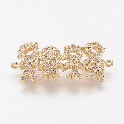 Brass Micro Pave Cubic Zirconia Links ZIRC-G103-11G-1