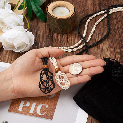 Yilisi 6Pcs Adjustable Braided Waxed Cord Macrame Pouch Necklace Making FIND-YS0001-10-1