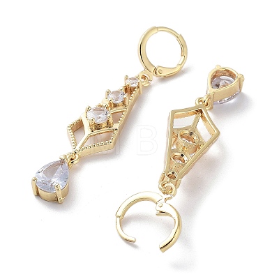 Teardrop Rack Plating Golden Brass Dangle Leverback Earrings EJEW-A030-06G-01-1