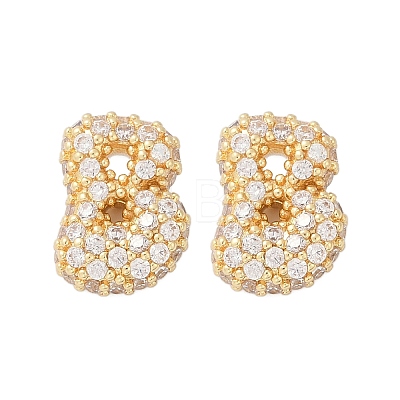 Brass Micro Pave Cubic Zirconia Stud Earrings EJEW-Z091-04G-B-1