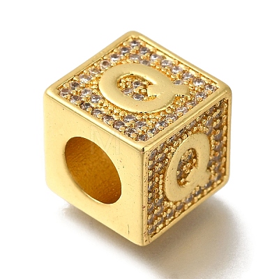 Brass Cubic Zirconia Beads KK-Q818-01Q-G-1