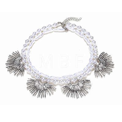 Alloy Sunflower Bib Necklaces WG7021D-01-1