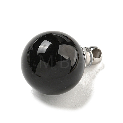 Natural Obsidian Perfume Bottle Pendants G-K338-22P-01-1