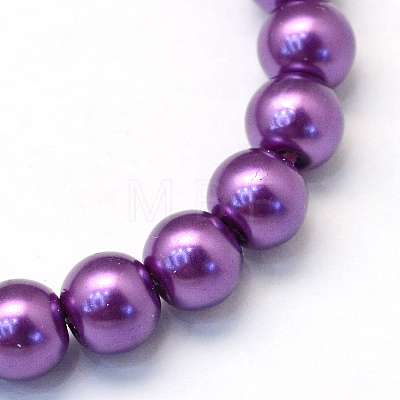 Baking Paint Pearlized Glass Pearl Round Bead Strands X-HY-Q003-6mm-37-1
