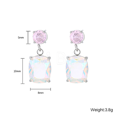 Cubic Zirconia Rectangle Dangle Stud Earrings EP4155-1