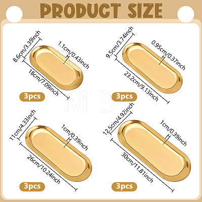 12Pcs 4 Sizes 201 Stainless Steel Oval Jewelry Plate ODIS-WA0001-34A-1
