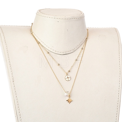 Brass Double Layer Necklaces NJEW-JN02941-01-1