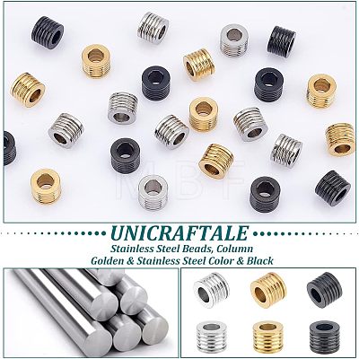 Unicraftale 24Pcs 3 Colors 304 Stainless Steel Beads STAS-UN0040-87-1