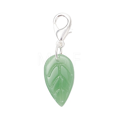 3Pcs Leaf Handmade Lampwork Pendant Decorations HJEW-JM03545-01-1
