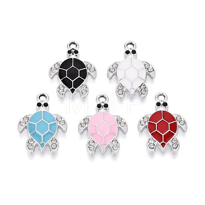 Alloy Rhinestone and Enamel Pendants PALLOY-T092-40P-1