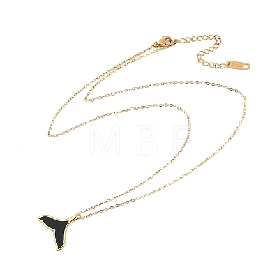 Ion Plating(IP) 304 Stainless Steel & Plastic Whale Tail Pendant Cable Chain Necklaces for Women NJEW-P320-11G-01-1