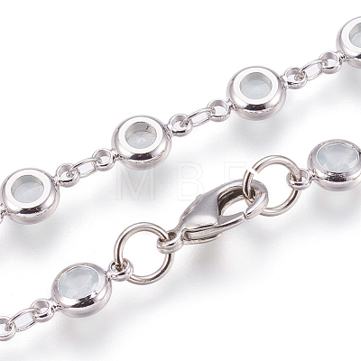 Faceted Glass Link Chain Necklaces NJEW-F230-01P-1