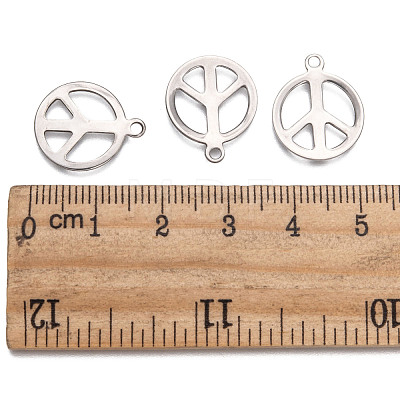 Peace Sign 201 Stainless Steel Pendants STAS-R071-20-1