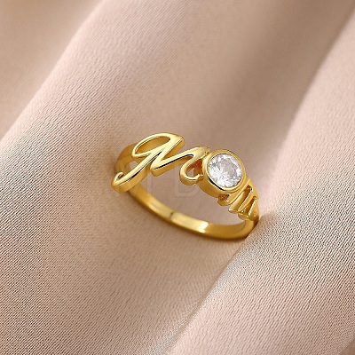 Mother's Day Brass Micro Pave Cubic Zirconia Finger Rings for Women RJEW-K261-15A-G-1