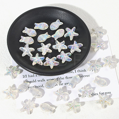 200Pcs 2 Styles Electroplate Transparent Acrylic Beads MACR-SP0002-29-1