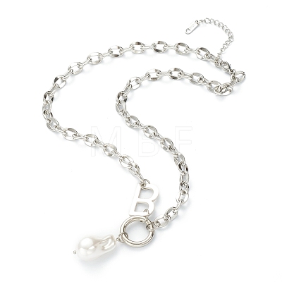 Acrylic Imitation Pearl Pendant Necklaces NJEW-L458-081-1