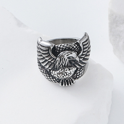 304 Stainless Steel Snake with Eagle Finger Rings for Men TH9949-2-1