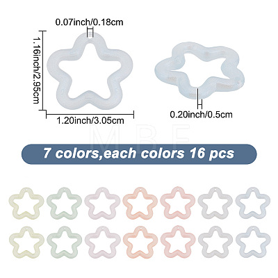   112Pcs 7 Colors Transparent Luminous Acrylic Pendants TACR-PH0001-55-1