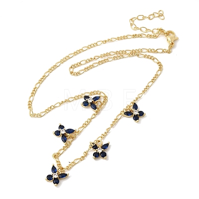 Brass Micro Pave Cubic Zirconia Butterfly Pendant Necklaces NJEW-B157-23G-1