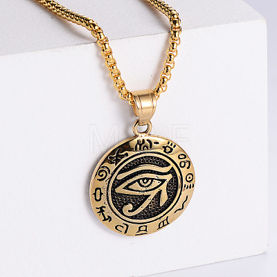 Retro Stainless Steel Eye of Ra Pendant Necklaces for Men HT4952-2-1