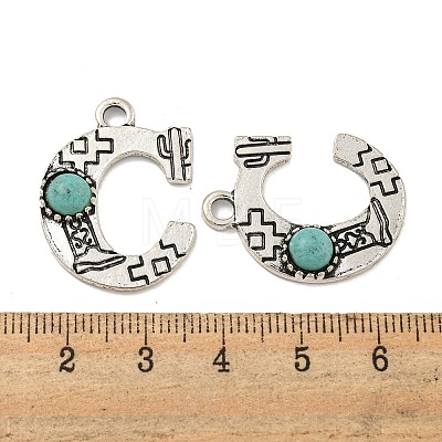Synthetic Turquoise & Alloy Pendants PALLOY-H146-01AS-C-1