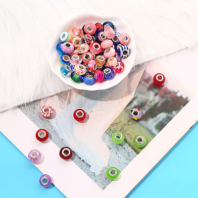 27Pcs 27 Style Acrylic & Resin & Polymer Clay Rhinestone European Beads FPDL-S015-05G-1