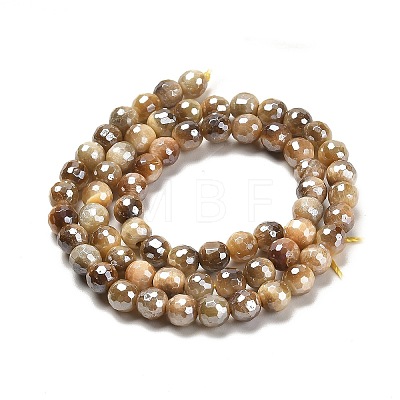 Electroplated Natural Tiger Eye Round Beads Strands G-L598-A04-01-1