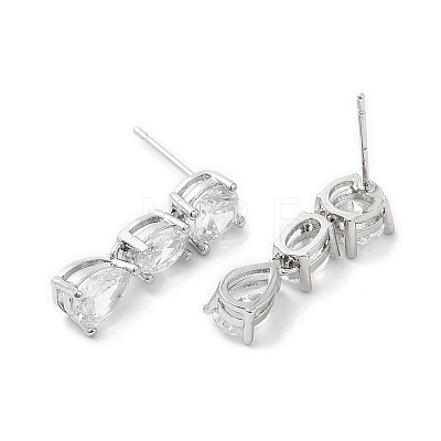 Rack Plating Brass Teardrop Stud Earrings with Crystal Rhinestone for Women EJEW-D059-11P-1