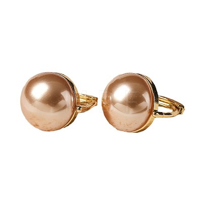 Brass & Plastic Pearl Hoop Earrings FS-WGC04E8-01-1