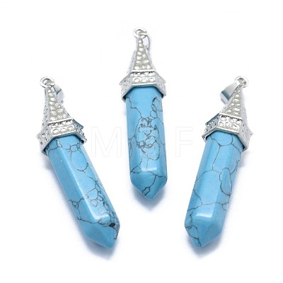 Synthetic Turquoise Pointed Pendants G-G795-01P-03-1