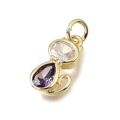 Brass Micro Pave Purple Cubic Zirconia Charms CU-L001-18G-10-1