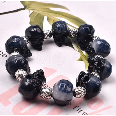Skull Head Beads Bracelet Silicone Molds DIY-L021-61-1