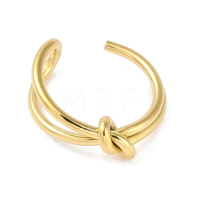 Simple Knotted 304 Stainless Steel Open Cuff Ring for Women Men RJEW-Z038-04G-1