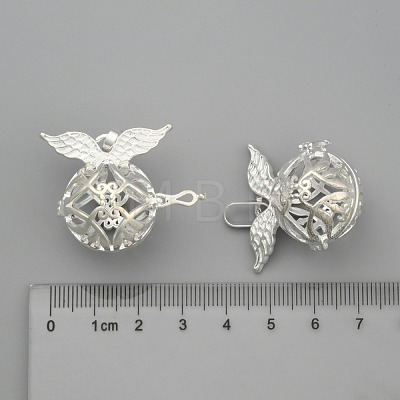 Hollow Round with Wing Brass Cage Pendants X-KK-J297-11S-NR-1