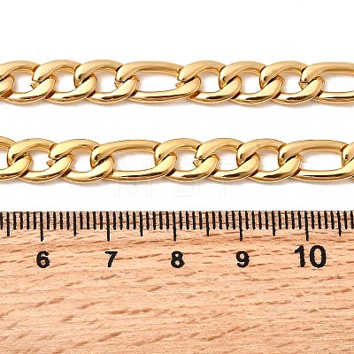 7MM 304 Stainless Steel Figaro Chain Necklaces for Women Men NJEW-B134-04A-G-1