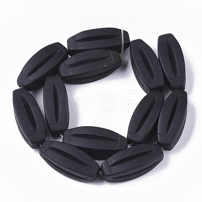 Natural Black Stone Beads Strands G-S364-024-1