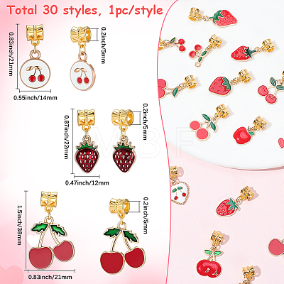 30Pcs Alloy Enamel European Dangle Charms PALLOY-BM00017-1