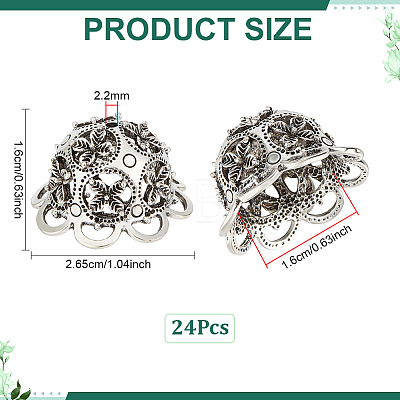 24Pcs Tibetan Style Alloy Bead Caps TIBE-PH0002-63AS-1