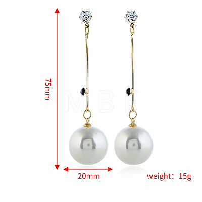 Iron with Imitation Pearl Round Dangle Stud Earrings and Cuff Rings Set YS4776-1-1