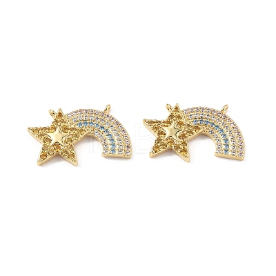 Brass Micro Pave Colorful Cubic Zirconia Connector Charms KK-E068-VF321-1