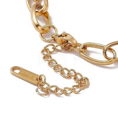 Enamel Horse Eye Column Beaded Bracelet with Paperclip Chains BJEW-P284-10A-G-1