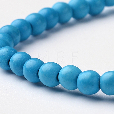 Synthetic Turquoise Round Bead Stretch Bracelets BJEW-L594-B09-1