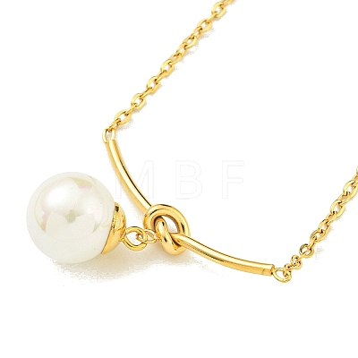 Plastic Imitation Pearl Round Pendant Necklaces NJEW-Z041-05G-1