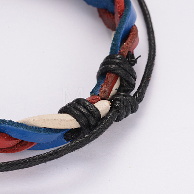 Adjustable Braided Leather Cord Bracelets BJEW-I227-02-1
