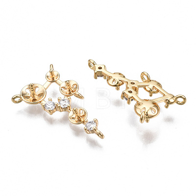 Brass Micro Pave Clear Cubic Zirconia Peg Bails Chandelier Component Links KK-S356-328-NF-1