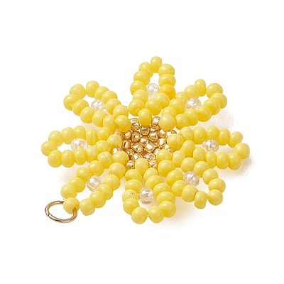 Glass Seed Beaded Pendants PALLOY-MZ01359-02-1
