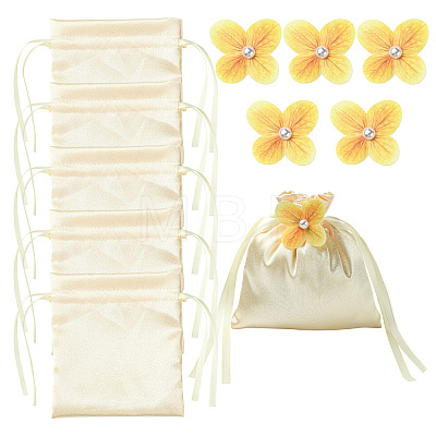 Satin Cloth Drawstring Pouches with Flower ST-CJ0048-001B-1
